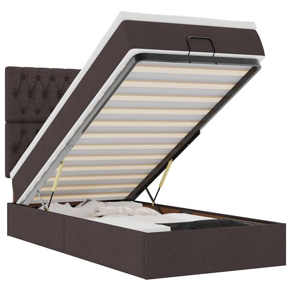 vidaXL Ottoman r&uacute;m me&eth; d&yacute;nu D&ouml;kkbr&uacute;nt 100x200 cm Efni