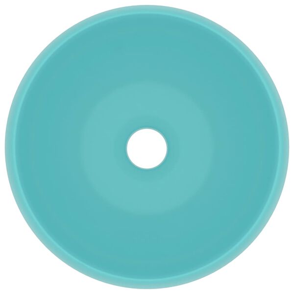 vidaXL Lúxus Handlaug Hringlaga Mött Ljósgræn 40 x 15 cm Postulín