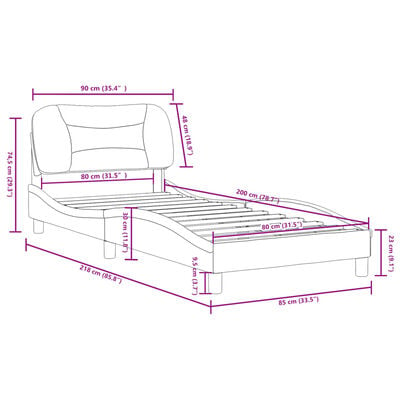 vidaXL Rúmgrind án Dýnu Svört 80x200 cm Gervileður