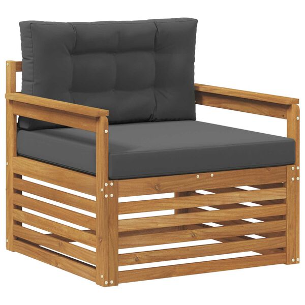 vidaXL &Uacute;ti s&oacute;fasett Solid Akas&iacute;uskei&eth; og P&oacute;lyester N&aacute;tt&uacute;rulegur