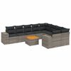 vidaXL 10 Hluta Gar&eth;s&oacute;fasett me&eth; Sessum Gr&aacute;tt P&oacute;l&yacute;rattan
