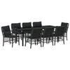 vidaXL Gar&eth;ur bor&eth;sett me&eth; p&uacute;&eth;i 9 pcs Svartur p&oacute;l&yacute;rattan