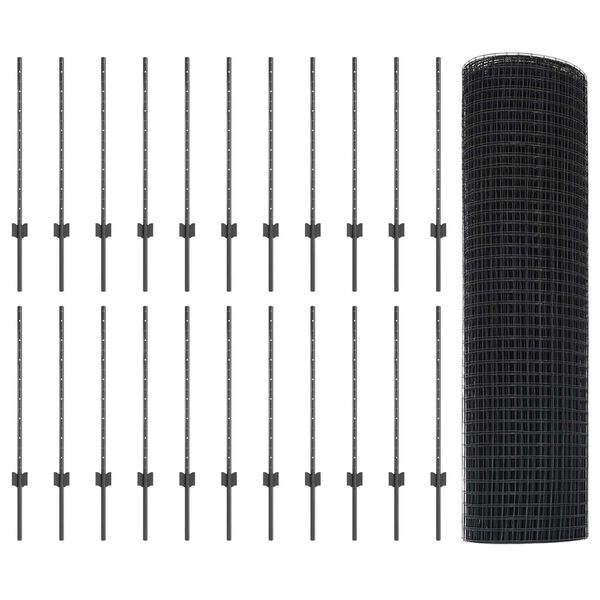 vidaXL Gir&eth;ing me&eth; p&oacute;st Gr&aacute;r 0,8 x 50 m St&aacute;l og PVC