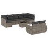 vidaXL 10 Hluta Gar&eth;s&oacute;fasett me&eth; Sessum Gr&aacute;tt P&oacute;l&yacute;rattan