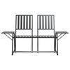 vidaXL 2 sæta Garðbekkur 165 cm Svartur Stál