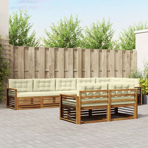 vidaXL &Uacute;ti s&oacute;fasett me&eth; p&uacute;&eth;i 8 pcs N&aacute;tt&uacute;rulegt og Krem