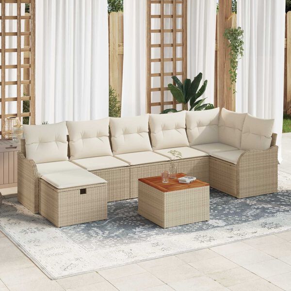 vidaXL Gar&eth;s&oacute;fa sett me&eth; p&uacute;&eth;i 8 pcs Drapplita&eth;ur Poly rattan