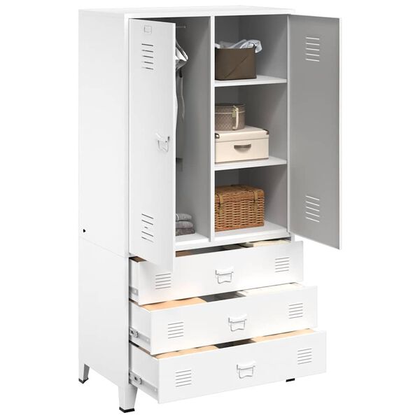 vidaXL I&eth;na&eth;arfatask&aacute;pur Hv&iacute;tur 90x50x180 cm M&aacute;lmur