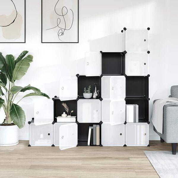 vidaXL Geymslueining me&eth; 15 Ferningum og Hur&eth;um Sv&ouml;rt PP