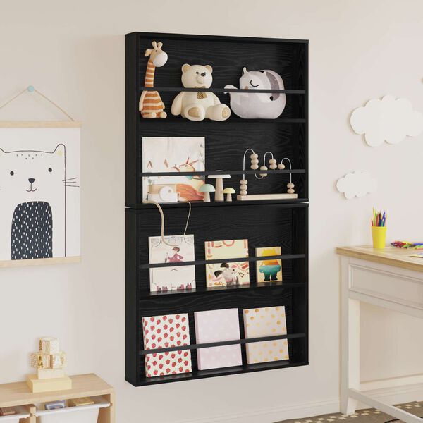 vidaXL T&iacute;marit Hillur me&eth; hillu 2 pcs Svartur Eik 80 x 12 x 70 cm