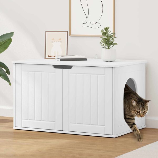 vidaXL Katta h&uacute;s Hv&iacute;tt 85 x 55 x 50,5 cm Samsettur vi&eth;ur