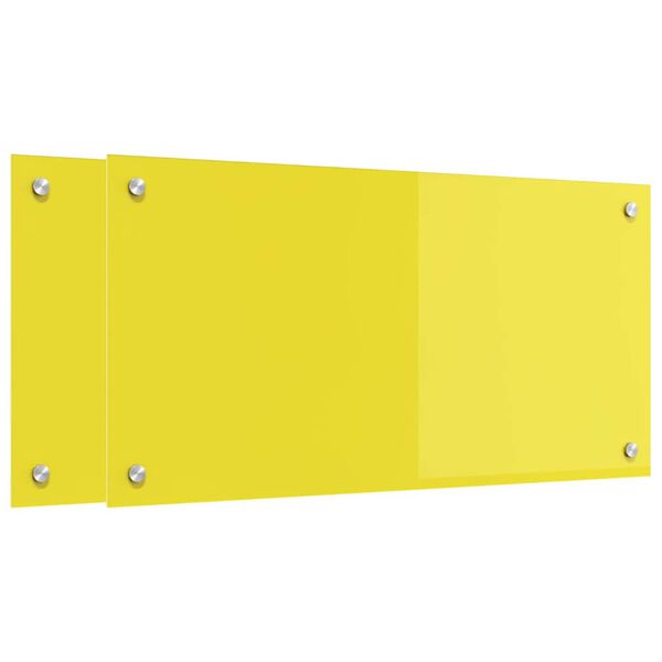 vidaXL Eldhús Backsplash 2 pcs Gulur 80 x 40 cm hertuð gler