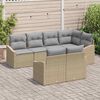 vidaXL Garðsófa sett með púði 7 pcs Beige og ljósgrár pólýrattan