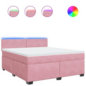 vidaXL H&oacute;lfa&eth; Springr&uacute;m Bleikt 180x200 cm Flauel