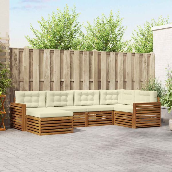 vidaXL &Uacute;ti s&oacute;fasett me&eth; p&uacute;&eth;i 6 pcs N&aacute;tt&uacute;rulegt og Krem