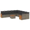 vidaXL 11 Hluta Gar&eth;s&oacute;fasett me&eth; Sessum Gr&aacute;r P&oacute;l&yacute;rattan