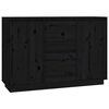 vidaXL Skenkur Svartur 111x34x75 cm Gegnheil Fura
