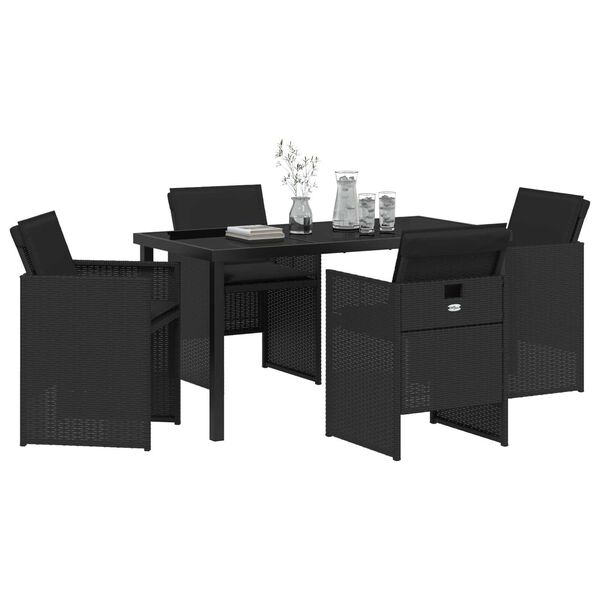 vidaXL Gar&eth;ur bor&eth;sett 5 pcs Svartur p&oacute;l&yacute;rattan