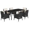 vidaXL 7 Hluta Gar&eth;bor&eth;stofusett me&eth; Sessum Svart P&oacute;l&yacute;rattan
