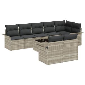 vidaXL Gar&eth;s&oacute;fa sett me&eth; p&uacute;&eth;i 9 pcs Lj&oacute;sgr&aacute;tt Poly rattan