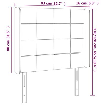 vidaXL Höfðagafl með Eyrum 83x16x118/128 cm Dökkgræn Flauel