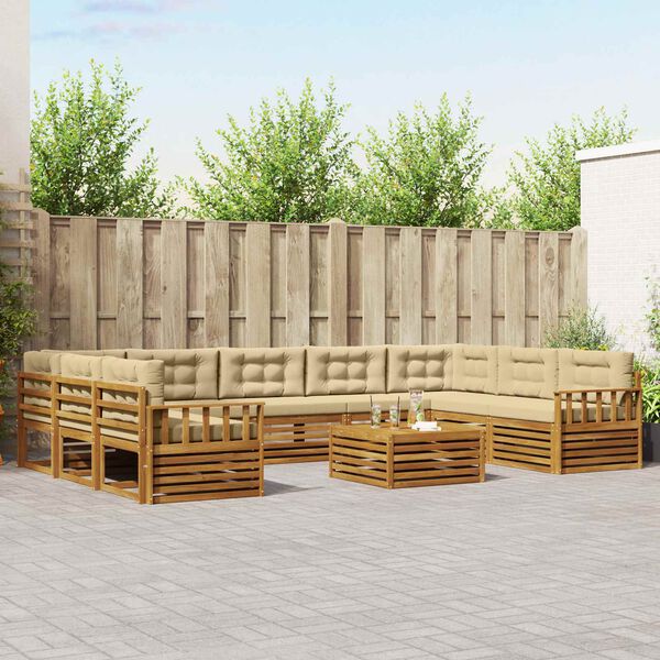 vidaXL S&oacute;fasett me&eth; p&uacute;&eth;i 10 pcs N&aacute;tt&uacute;rulegt og B&eacute;ig Hrein akas&iacute;utr&eacute;