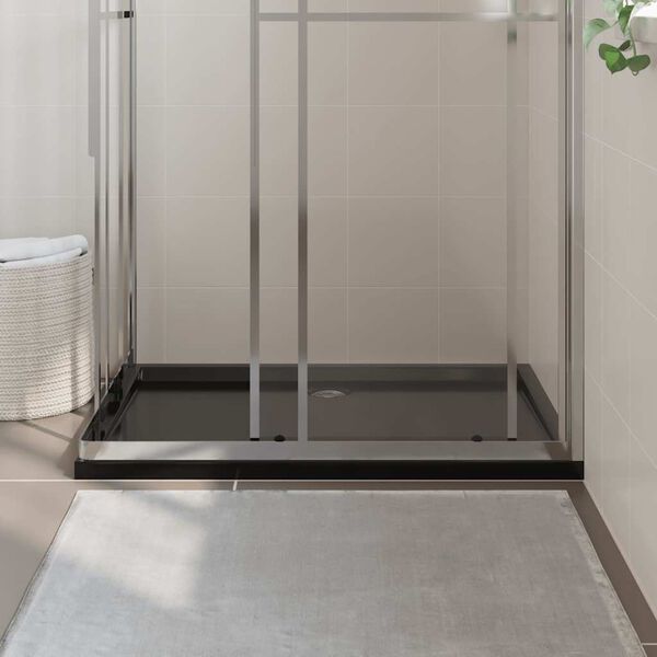 vidaXL Rétthyrndur Sturtubotn ABS Svartur 80x110 cm