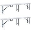 vidaXL Samanleggjanlegir Gar&eth;bekkir 2 stk. 180 cm HDPE Hv&iacute;tir