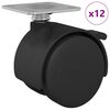 vidaXL Hj&oacute;l 12 pcs Svartur 39,5 x 39,5 x 37,8 mm J&aacute;rn og p&oacute;l&yacute;pr&oacute;p&yacute;len