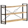 vidaXL B&oacute;kask&aacute;pur me&eth; 3 Hillum 140x30x80 cm Gegnheill Mang&oacute;vi&eth;ur