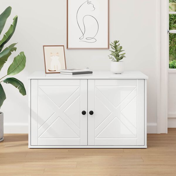 vidaXL Katta h&uacute;s Glansandi Hv&iacute;tur 85 x 55 x 50 cm Samsettur vi&eth;ur