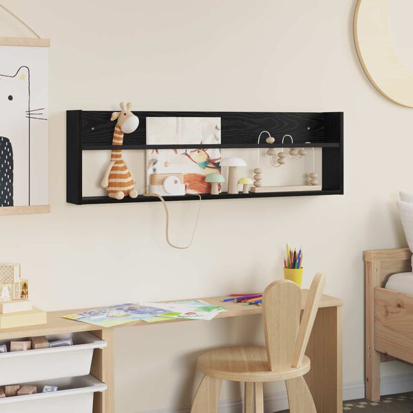 vidaXL T&iacute;marit Hillur Svartur Eik 100 x 12 x 30 cm Samsettur vi&eth;ur