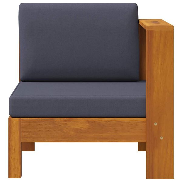 vidaXL Miðsófi með 1 Armpúða Dökkgrár Gegnheill Akasíuviður