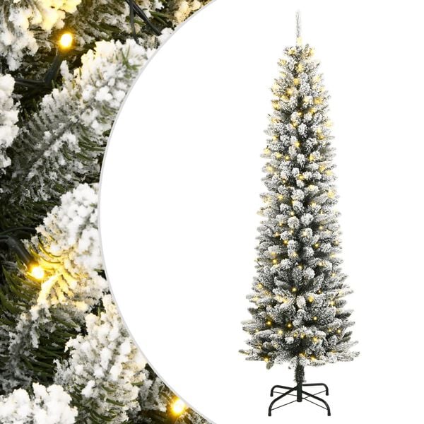 vidaXL Gervijólatré 300 LED Ljós og Snjóflygsum 210 cm