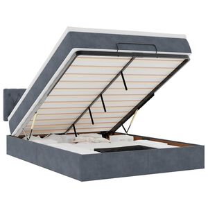 vidaXL Ottoman r&uacute;m me&eth; d&yacute;nu D&ouml;kkgr&aacute; 140x200 cm Flauel