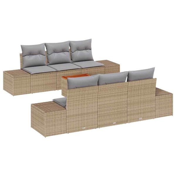 vidaXL Gar&eth;s&oacute;fa sett me&eth; p&uacute;&eth;i 7 pcs Drapplita&eth;ur p&oacute;l&yacute;rattan