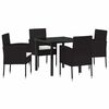 vidaXL Gar&eth;ur bor&eth;sett me&eth; p&uacute;&eth;i 5 pcs Svartur p&oacute;l&yacute;rattan