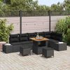 vidaXL Gar&eth;s&oacute;fa sett me&eth; p&uacute;&eth;i me&eth; geymslu 9 pcs Svartur Poly rattan