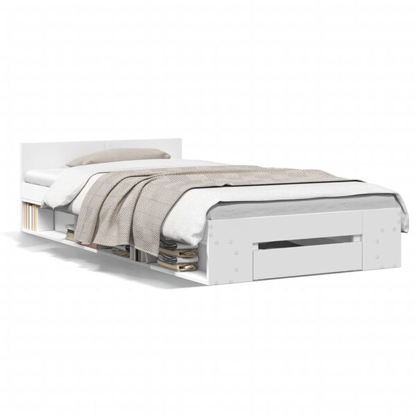 vidaXL R&uacute;mgrind me&eth; Sk&uacute;ffu Hv&iacute;tt 90x190 cm Samsettur Vi&eth;ur