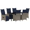 vidaXL Bor&eth; og st&oacute;laflokkur me&eth; p&uacute;&eth;i 7 pcs Gr&aacute;r PE rattan