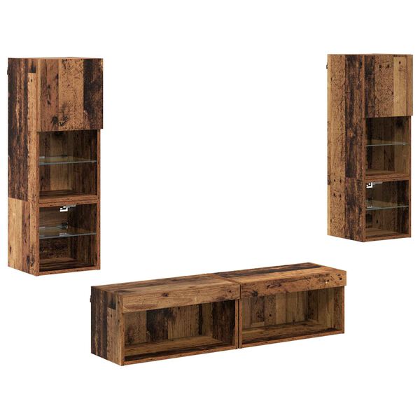 vidaXL Sj&oacute;nvarpsveggdeild Vegghengt 6 pcs Gamall vi&eth;ur Samsettur vi&eth;ur