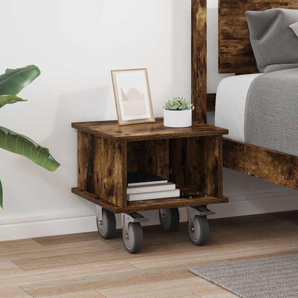 vidaXL Sj&oacute;nvarpsstandur Rau&eth;-eik 37 x 35 x 35 cm Samsettur vi&eth;ur