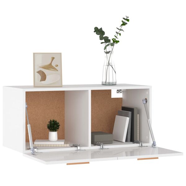 vidaXL Veggskápur Háglans Hvítur 80x35x36,5 cm Samsettur Viður