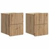 vidaXL Vegghengdur n&aelig;turbor&eth;sk&aacute;pur 2 pcs Handverkseik Samsettur vi&eth;ur