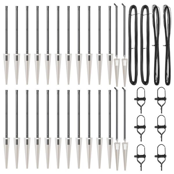 vidaXL Girðingarpóstur Annað 26 pcs Grár 3,2 x 3,2 x 60 cm Stál