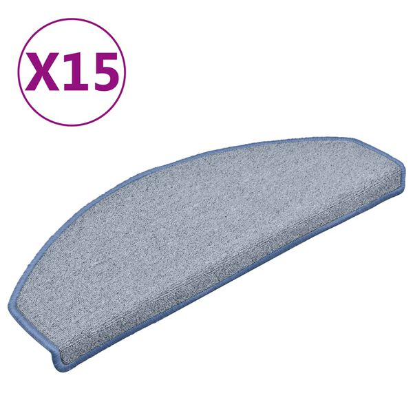 vidaXL Stigamottur 15 stk 65x24x4 cm lj&oacute;sgr&aacute;r og bl&aacute;r h&aacute;lfhringlaga st&oacute;r