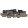 vidaXL Gar&eth;s&oacute;fa sett me&eth; p&uacute;&eth;i me&eth; geymslu 14 pcs Gr&aacute;r Poly rattan