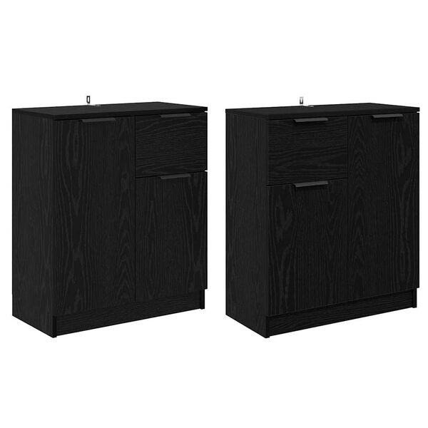 vidaXL Hli&eth;arbor&eth; 2 pcs Svartur Eik 60 x 30 x 70 cm Samsettur vi&eth;ur
