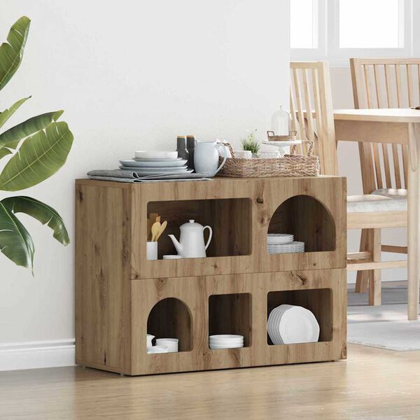 vidaXL Vi&eth;beinteyfla Artisan Eik 80.5 x 35 x 59 cm Samsettur vi&eth;ur