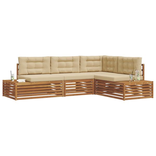 vidaXL &Uacute;ti s&oacute;fasett me&eth; p&uacute;&eth;i 4 Stykki N&aacute;tt&uacute;rulegt og B&eacute;ig